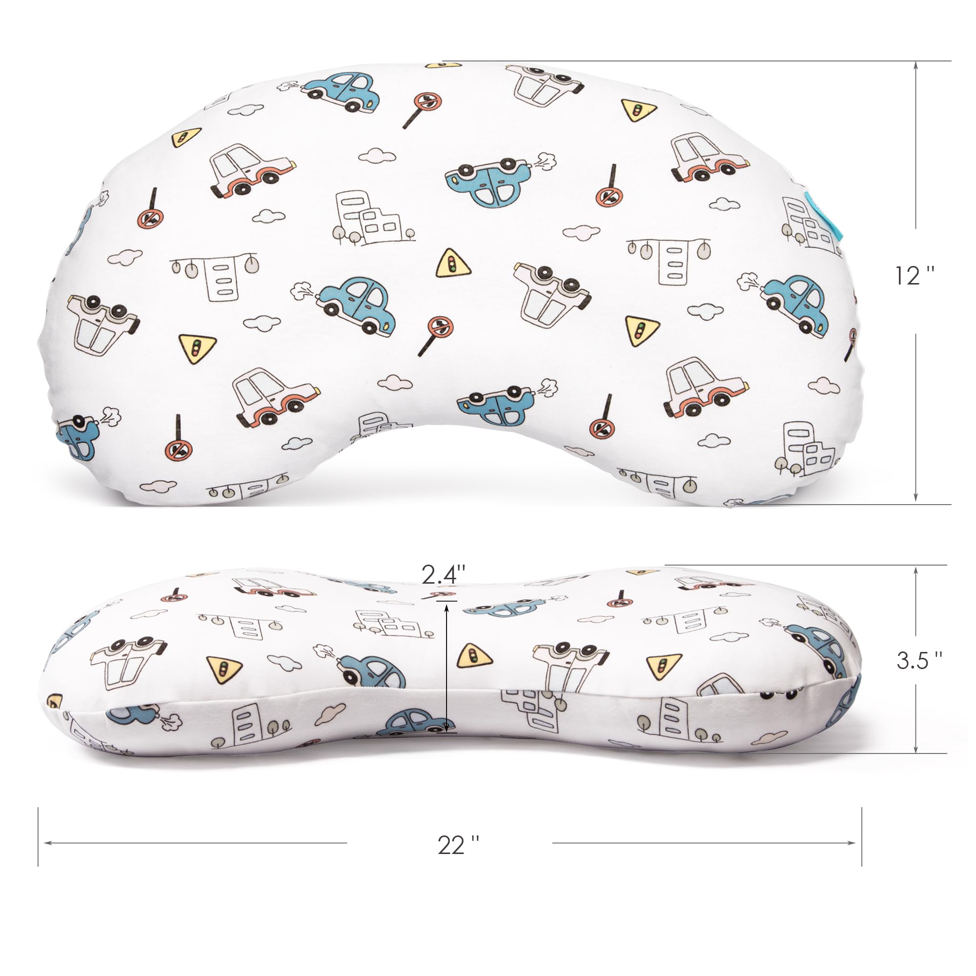 BYRIVER CarCity machine-washable pillowcase close-up shows easy-clean convenience for busy families.
