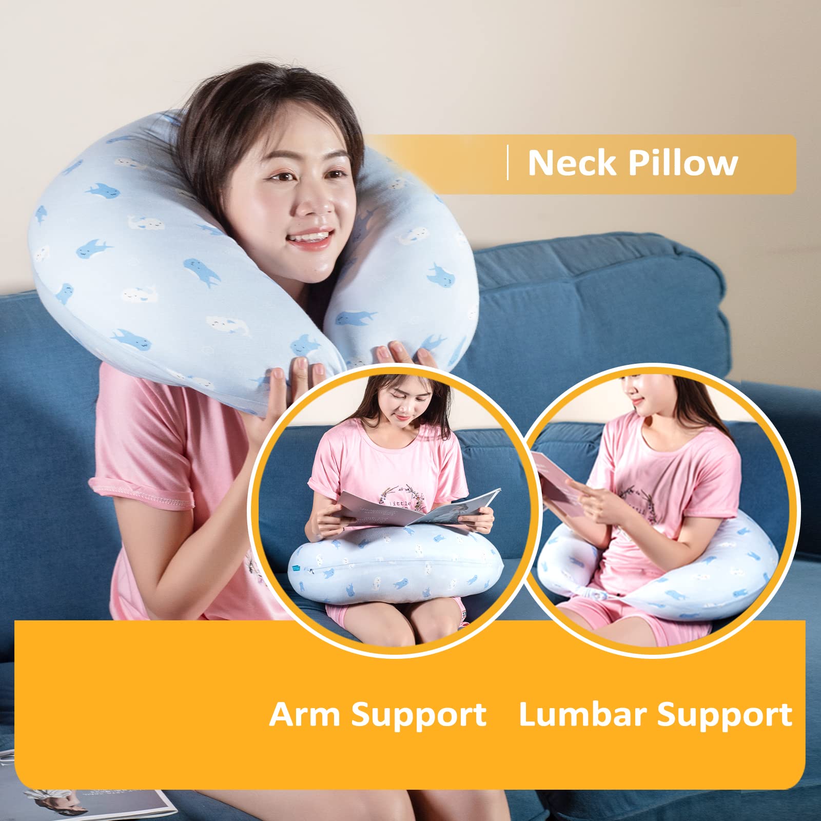 BYRIVER versatile pillow supports nursing, gaming, or laptop bed use.