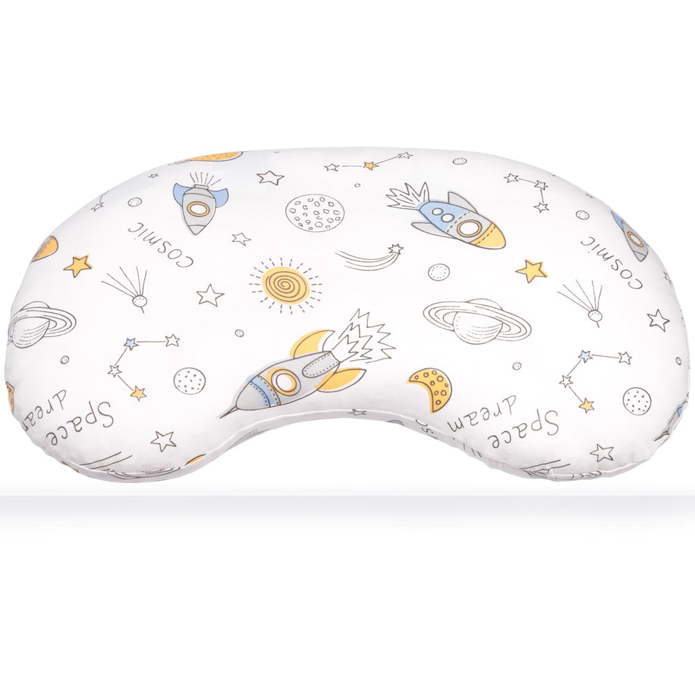 BYRIVER Spaceship toddler pillow front view with ergonomic neck support for kids.