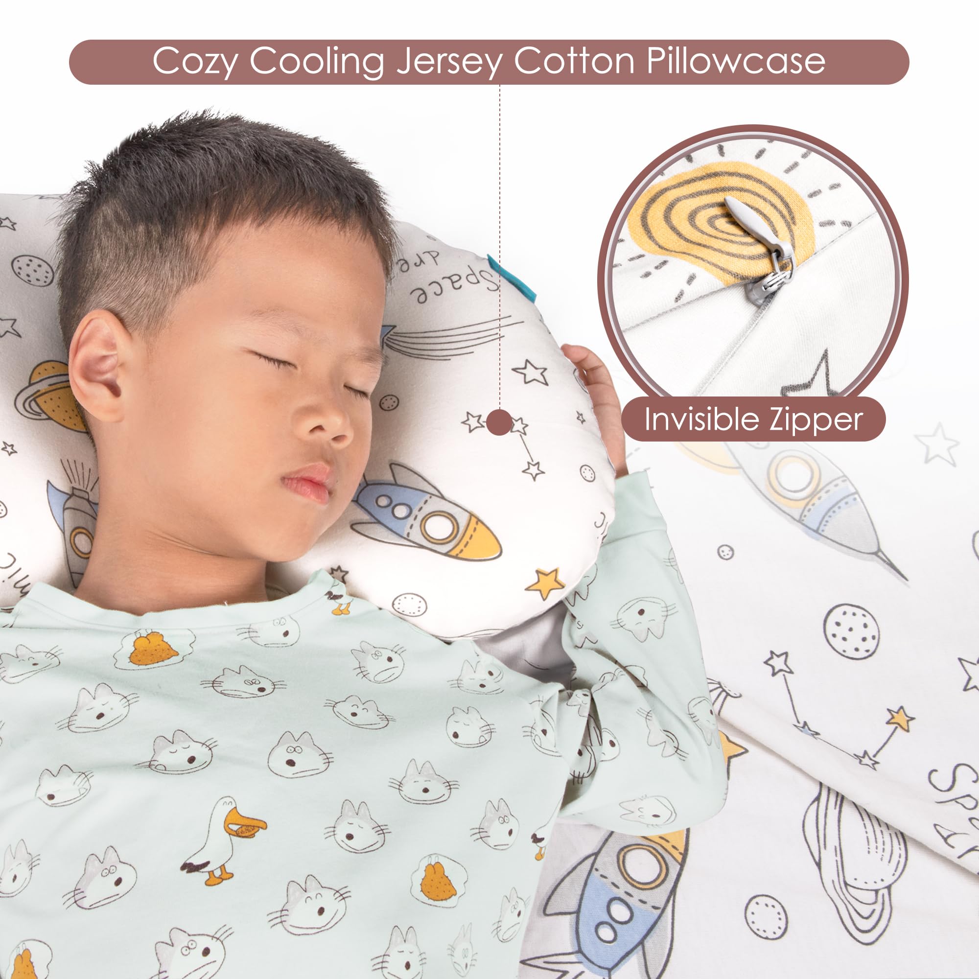 BYRIVER Spaceship pillowcase close-up emphasizes breathable skin-friendly fabric.
