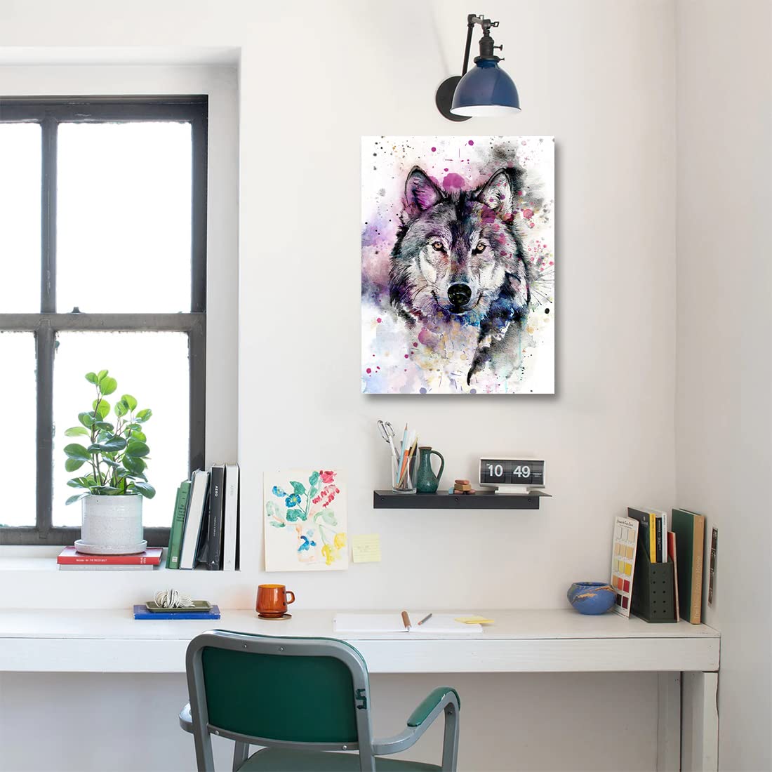 C8BUSIS wolf canvas print gallery-wrap frame offers ready-to-hang convenience.