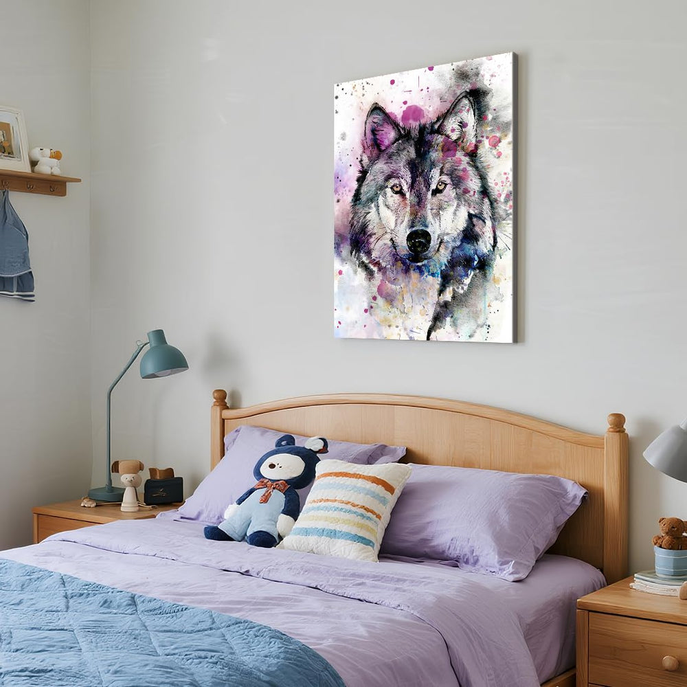 C8BUSIS wolf canvas print living-room display complements modern interiors.