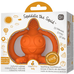 caaocho Sqwiddle Squid teether front view promotes safe chewing for growing gums.