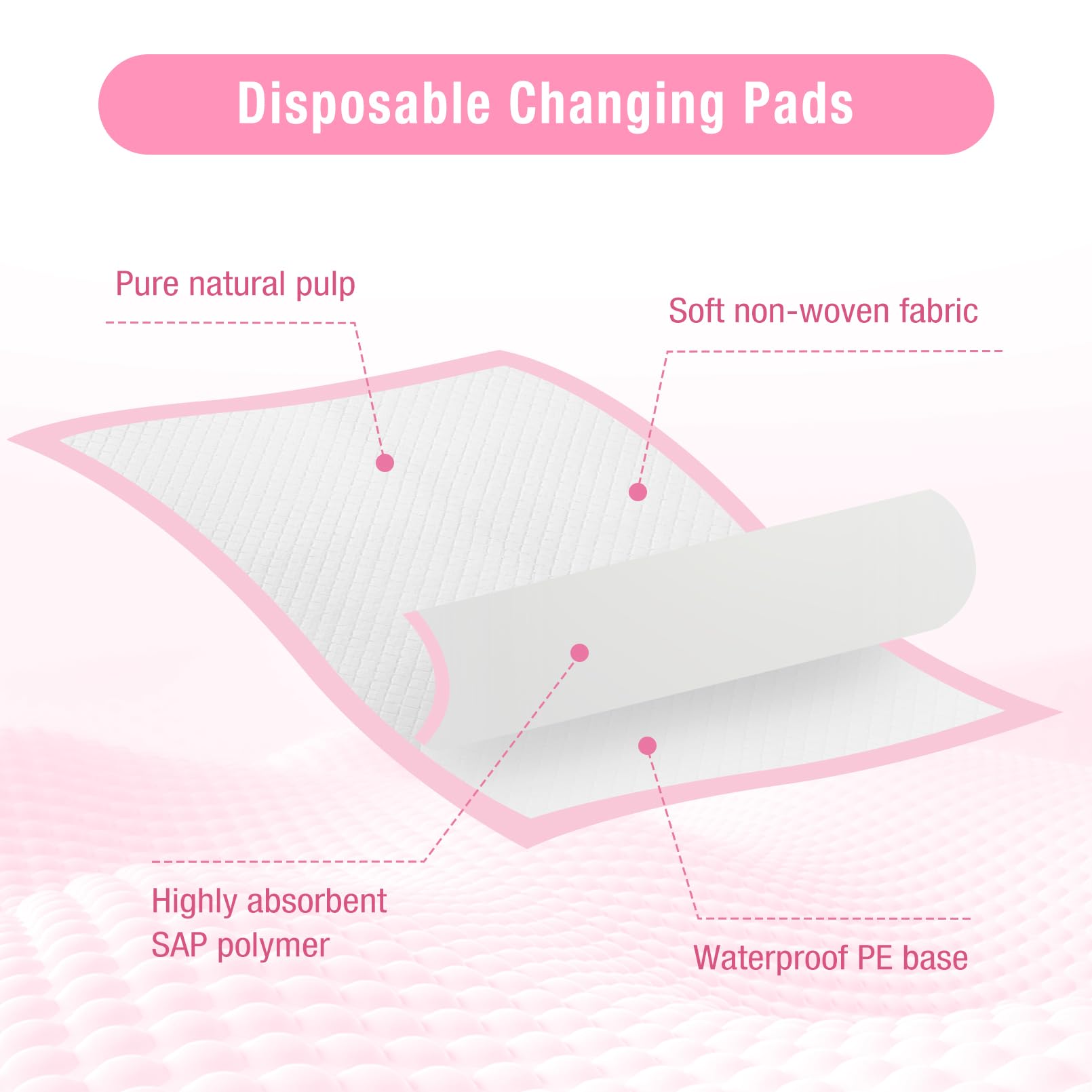 Cabaubl soft material close-up, skin-friendly surface for gentle changes.