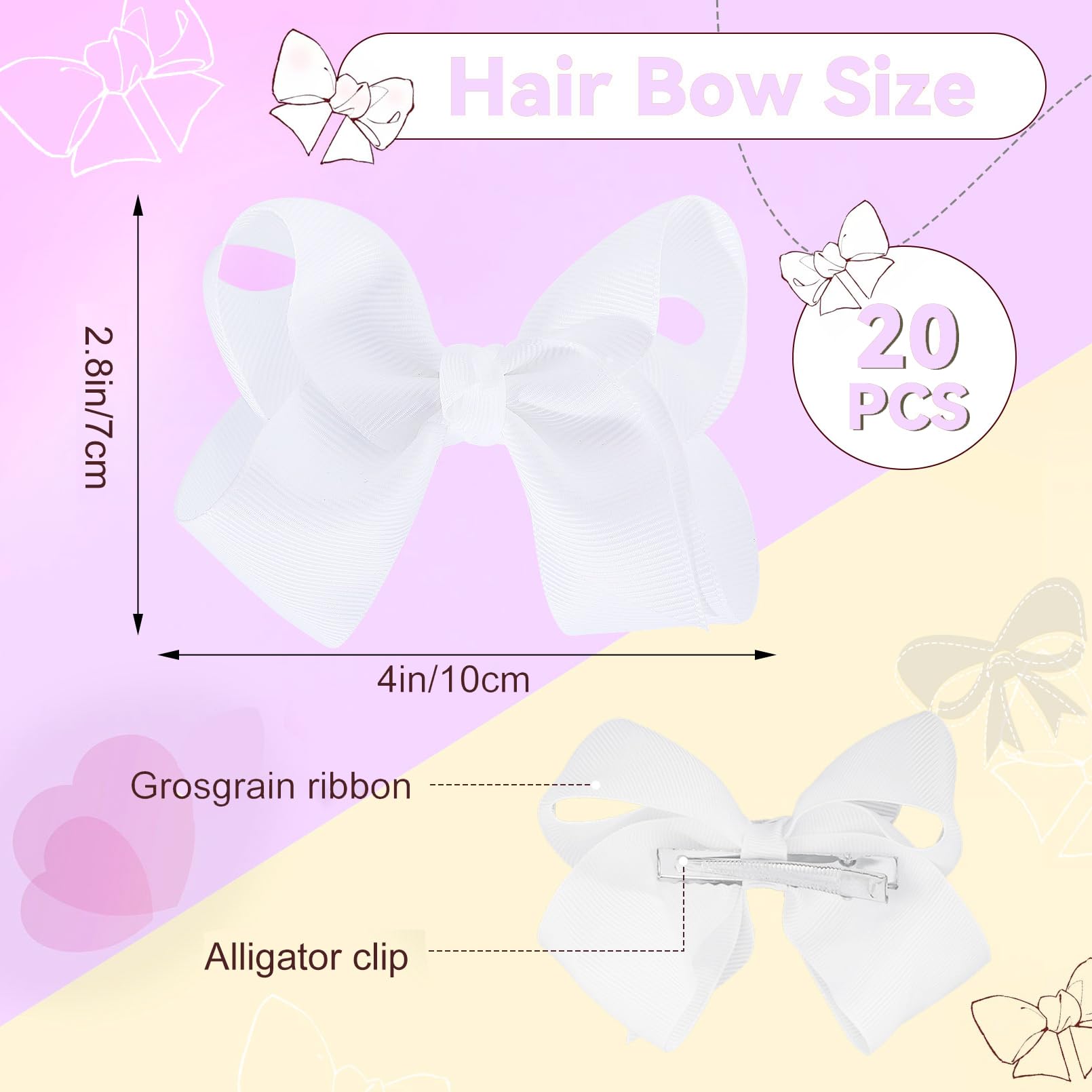 Cabaubl grosgrain ribbon hair bows with alligator clips ensure secure wear