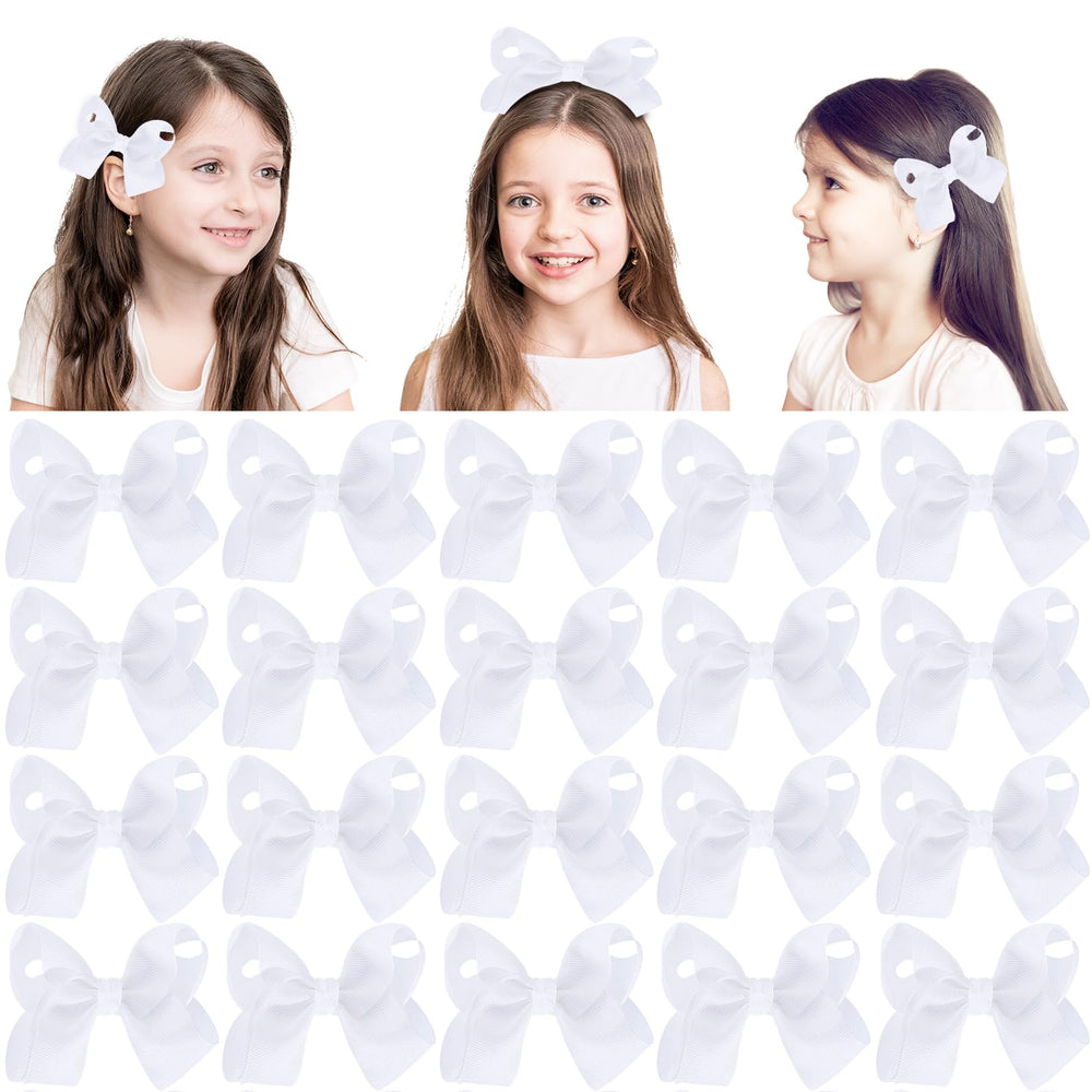 Cabaubl white 4-inch hair bows pack adds polished style to daily outfits