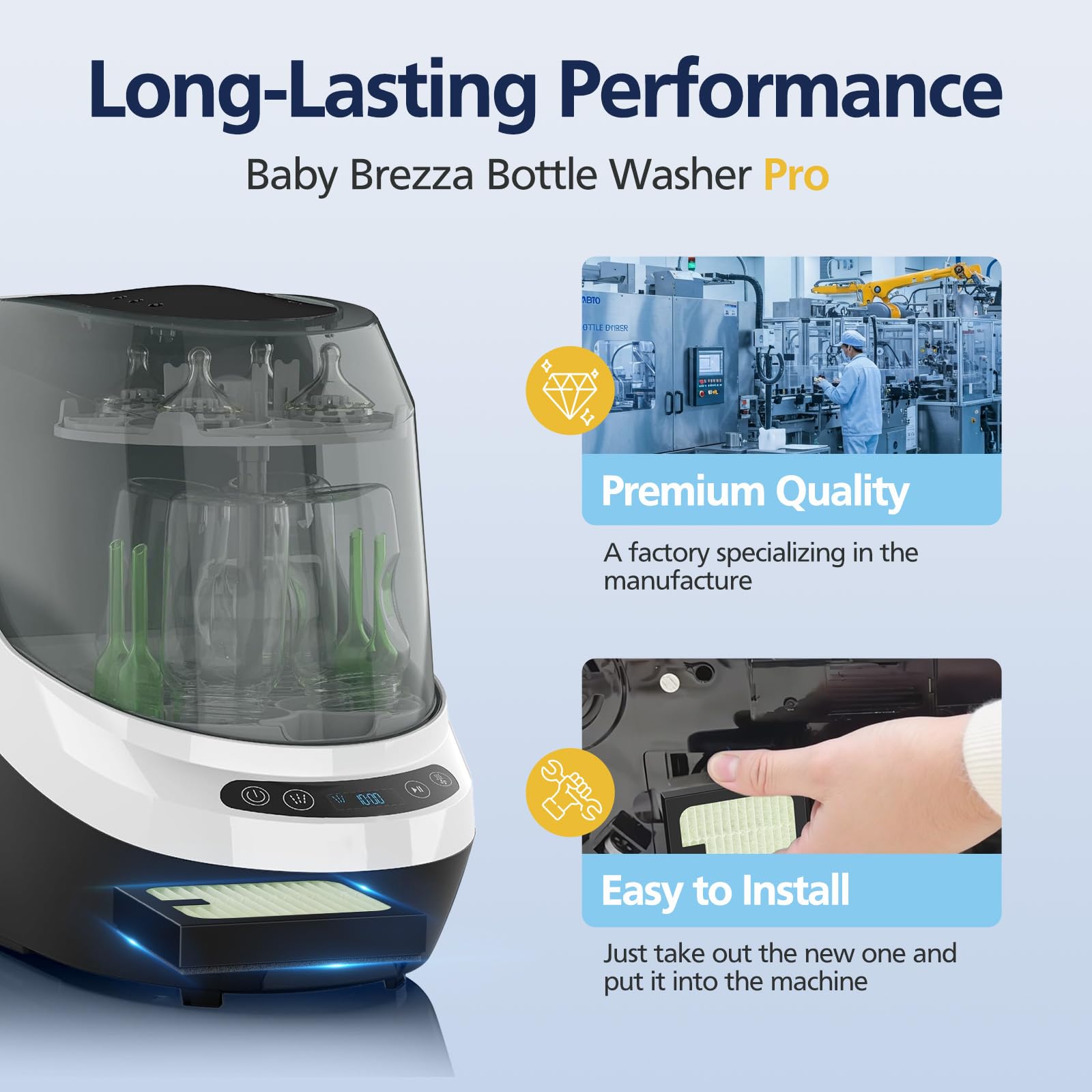 Cabiclean filter installed in Baby Brezza Pro—smooth airflow and performance.