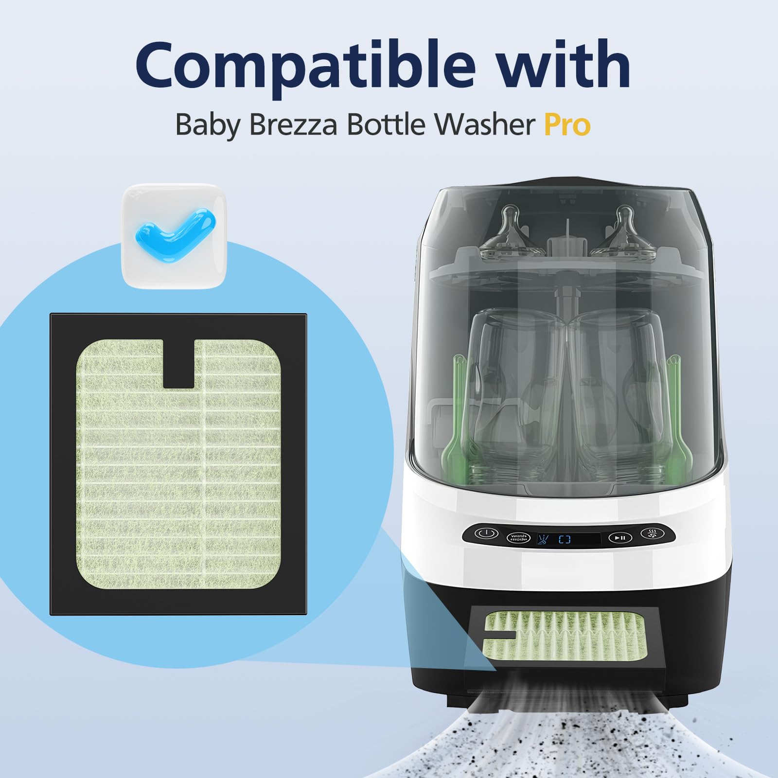 Cabiclean HEPA filter insert for Baby Brezza Pro—easy, tool-free installation.