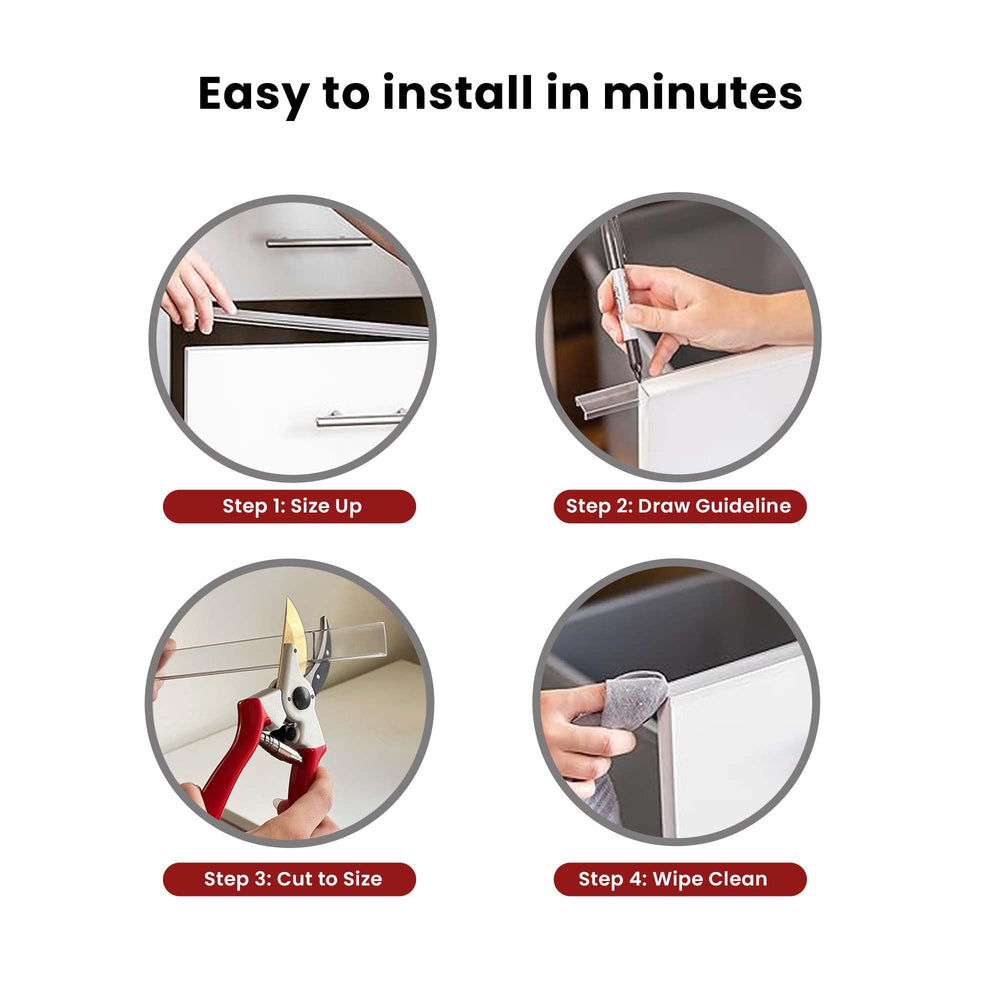 Cabinet Hero 18-inch edge protector shown on shelf highlights easy trim-to-fit customization.