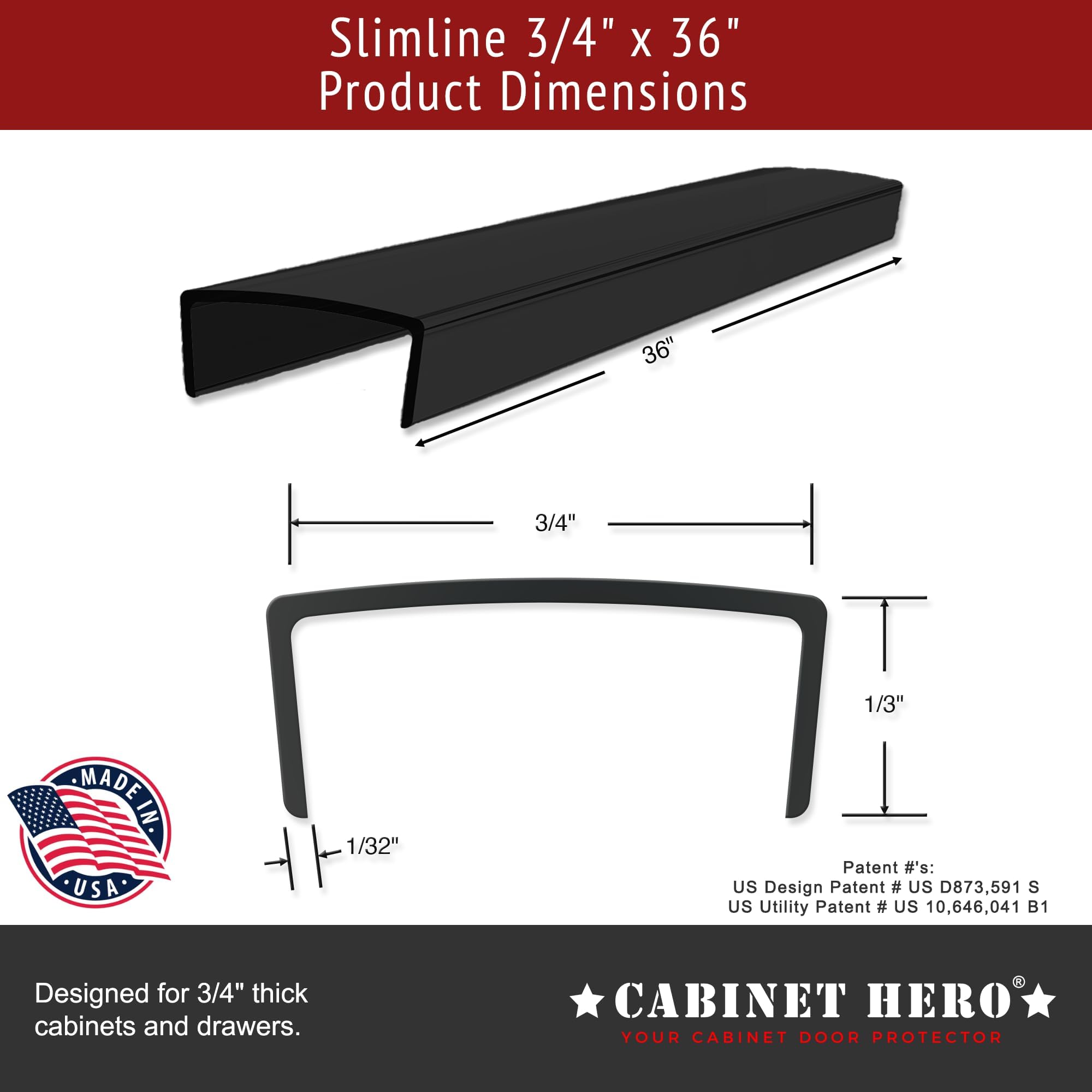 Cabinet Hero Slimline edge protector on 36 inch length protects surfaces