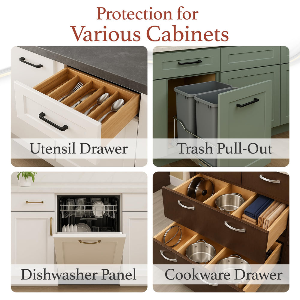 Cabinet Hero Slimline Edge Protector kitchen use shot suggests everyday protection.