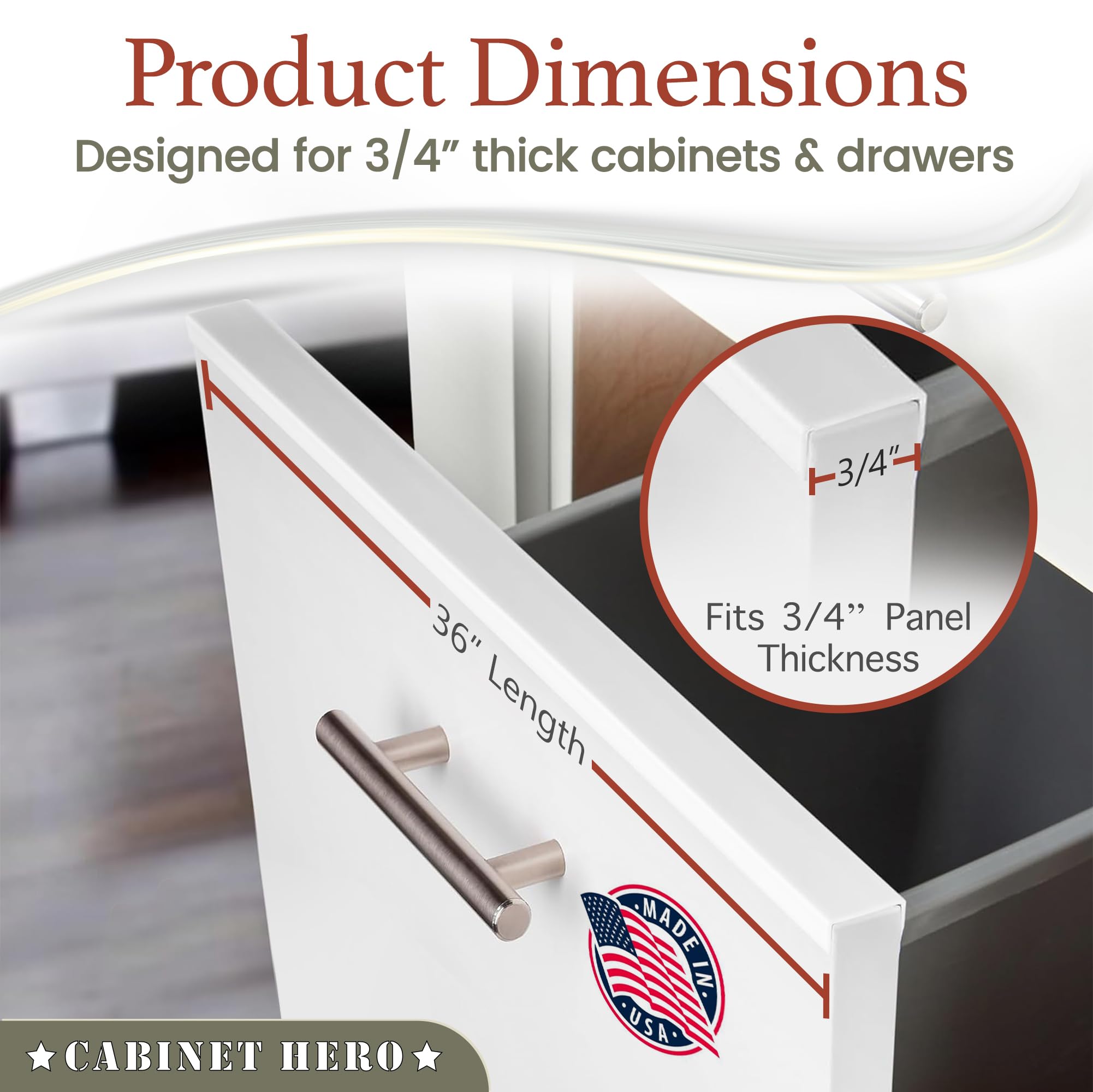Cabinet Hero Slimline edge protector installed on a cabinet edge for discreet protection.