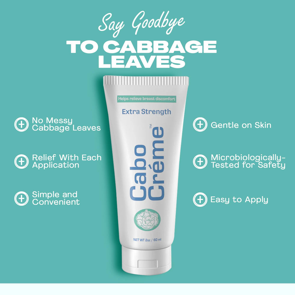 Cabocreme cabbage leaf extract ingredient visual emphasizing natural breast comfort.