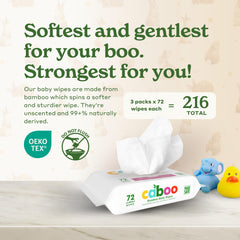 Caboo Baby Wipes unscented for sensitive skin, fragrance-free and gentle.