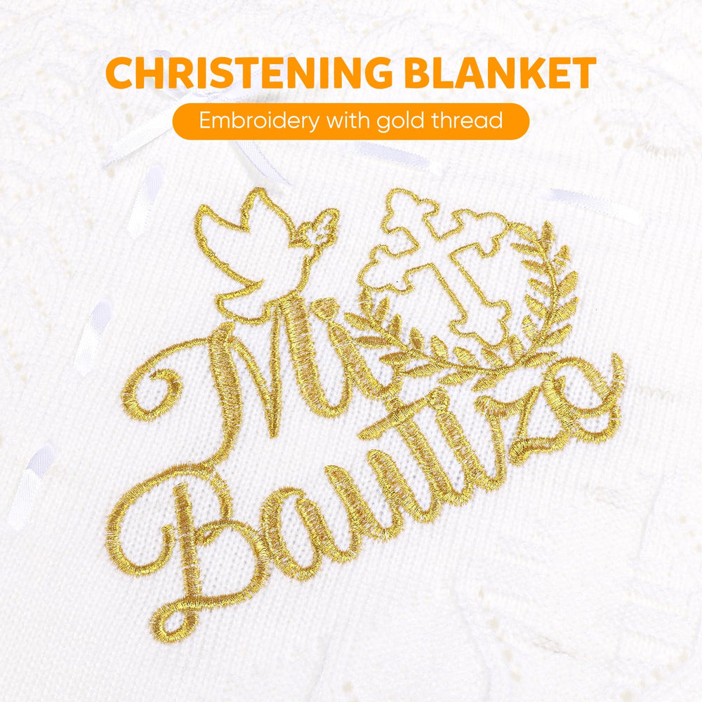 Cacooba christening blanket used as photo shoot prop and keepsake.