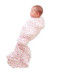 Caden Lane Blushing Blooms swaddle closeup shows ultra-soft bamboo viscose for delicate skin comfort.