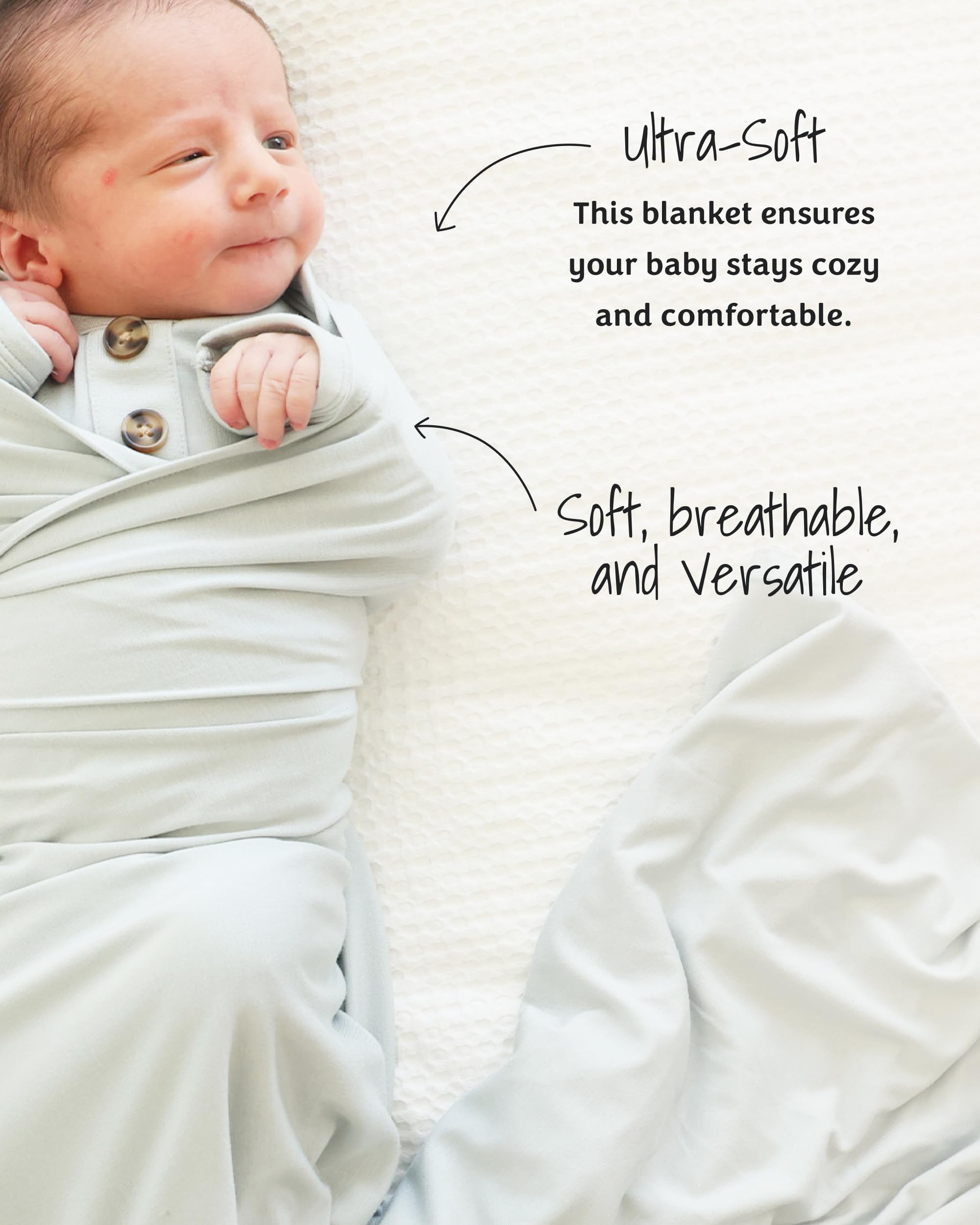 Caden Lane swaddle temperature-regulation close-up demonstrating breathable fabric for all-season comfort