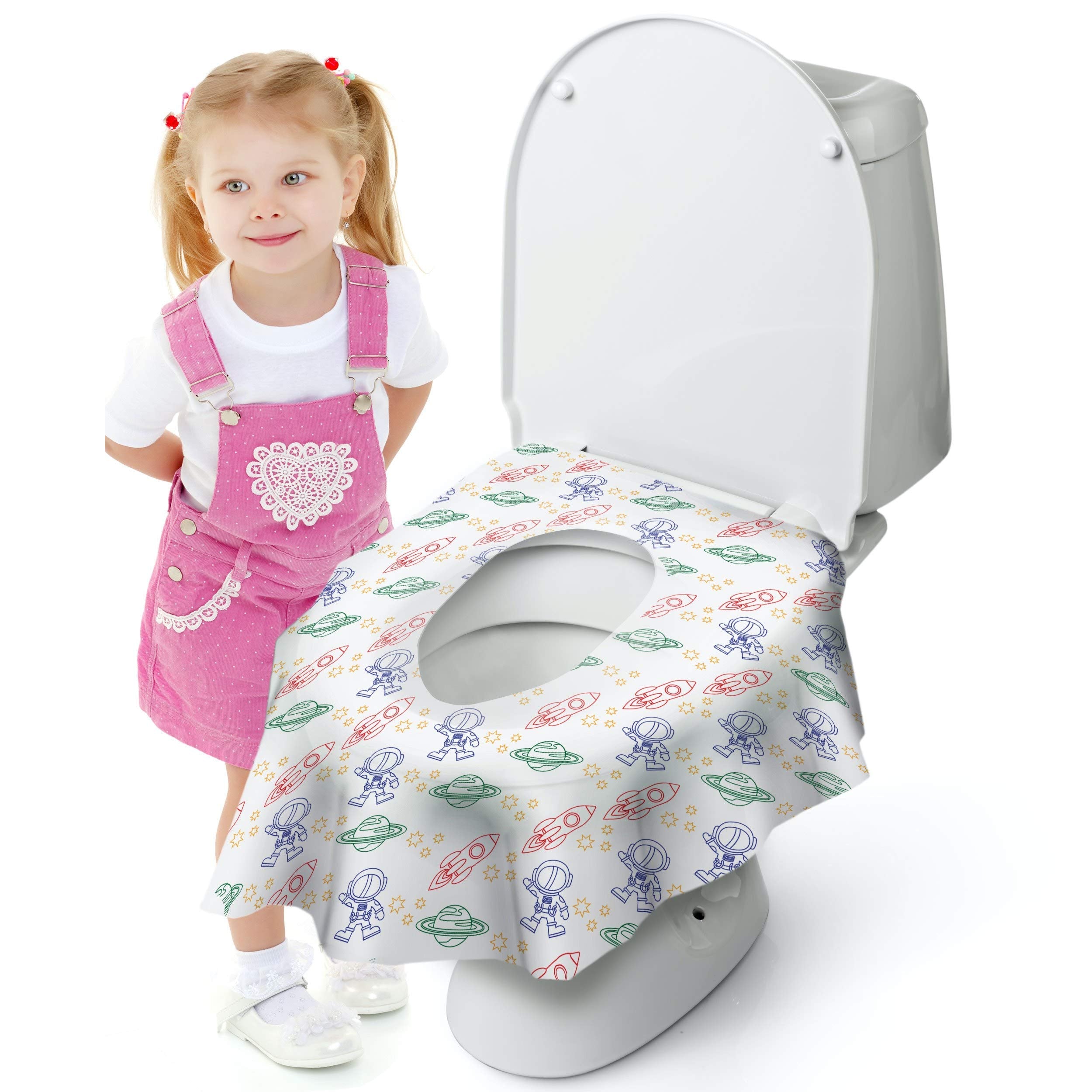 Cadily Astronaut seat cover supports on-the-go potty training for toddlers.