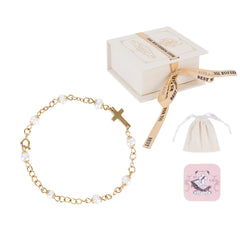Cafzed baby baptism bracelet cross close-up, showing solid cross for a timeless christening keepsake