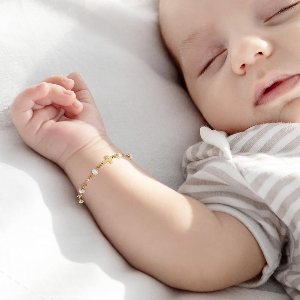 Cafzed baby baptism bracelet plated chain glow reflecting subtle elegance and durability