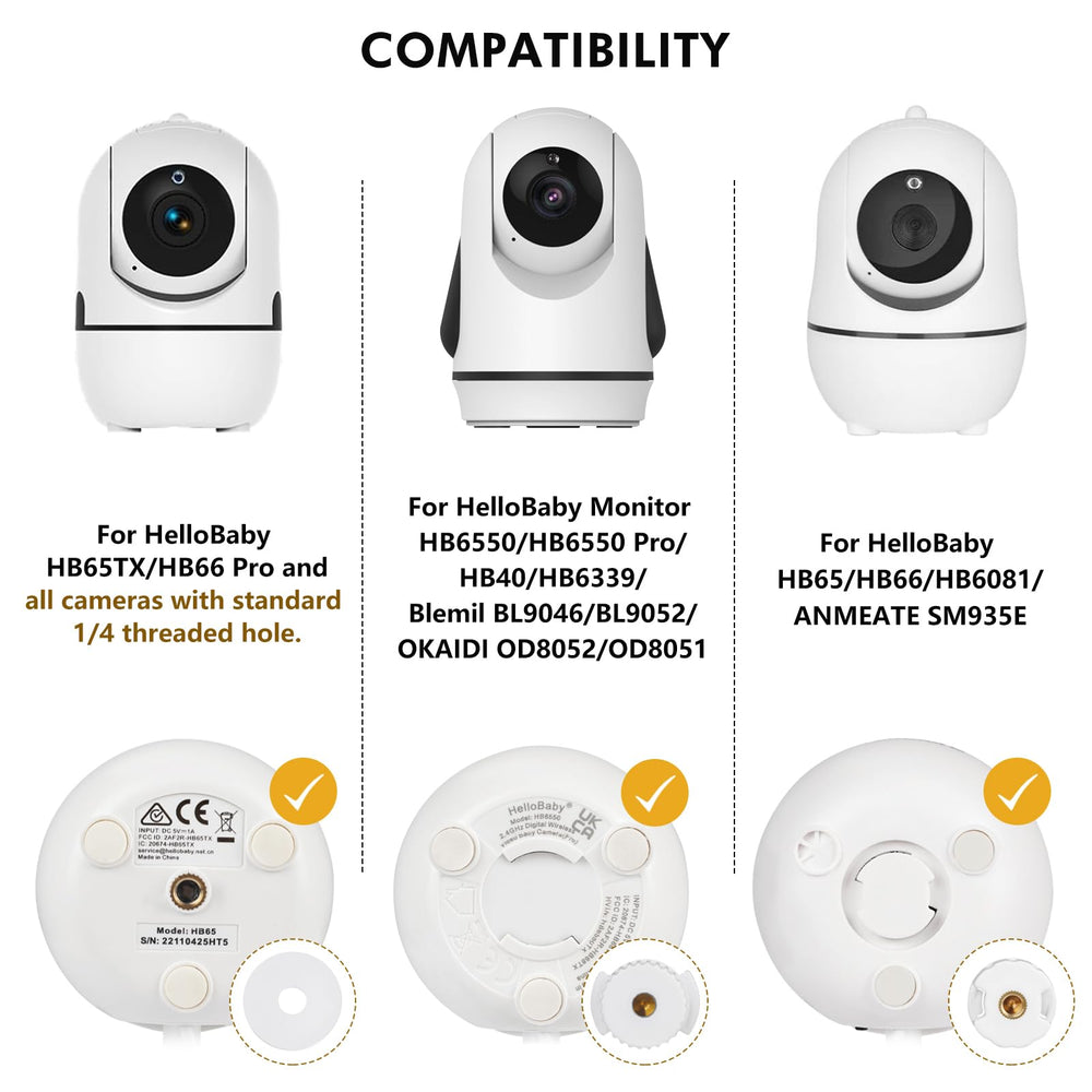 CaGuan adhesive wall mount supports Hello Baby HB6550Pro for flexible placement.