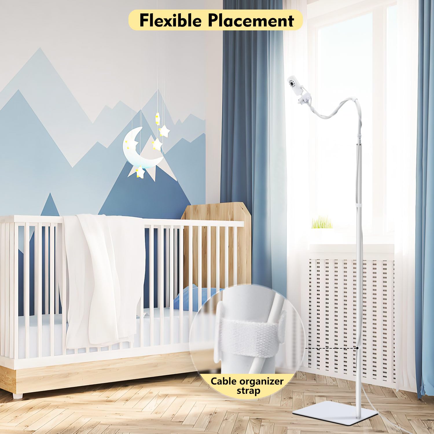 CaGuan baby monitor floor stand 1/4-inch thread compatibility for many cameras.