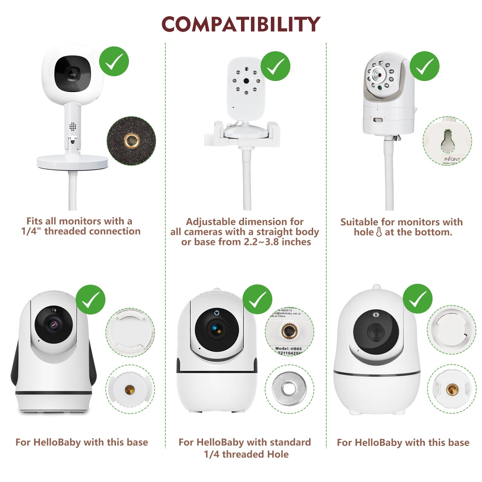 CaGuan adjustable-height stand lets you tailor viewing angles for comfortable baby checks.
