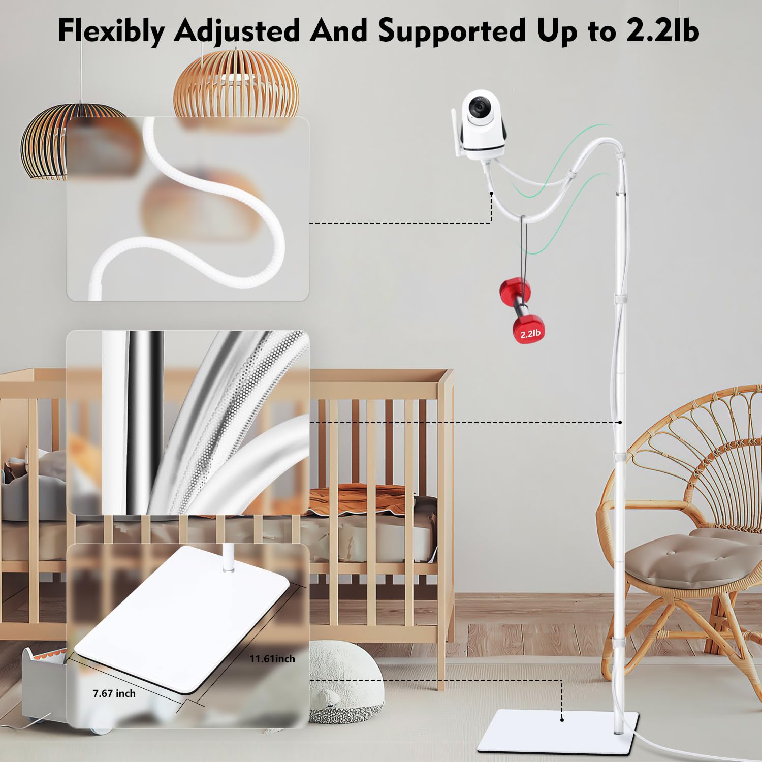 CaGuan baby monitor floor stand sleek nursery-ready appearance.