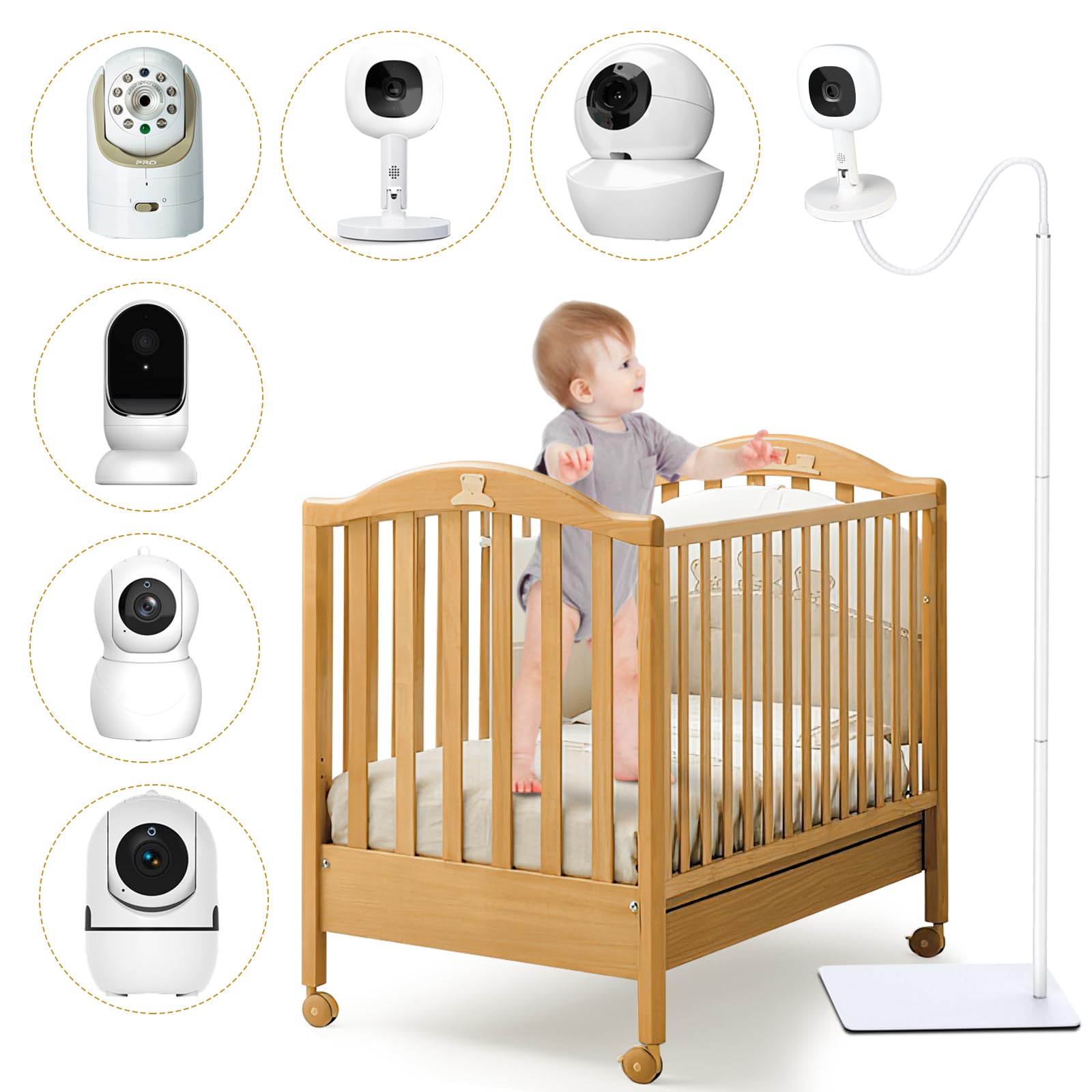 CaGuan floor stand universal-compatibility keeps Nanit Pro and other cameras secure.