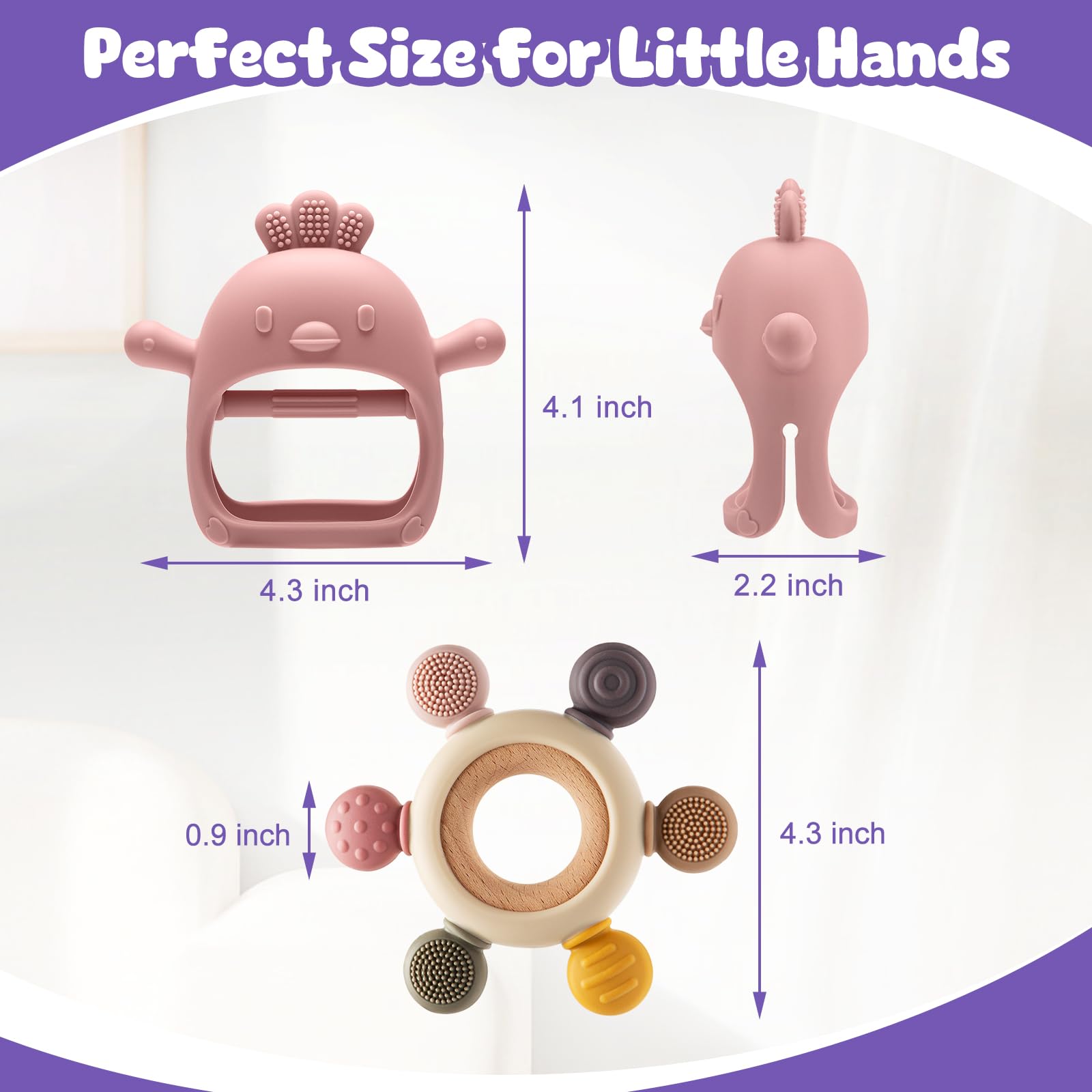 CAHILON 2-pack teething toy supports 3-12 month milestones.