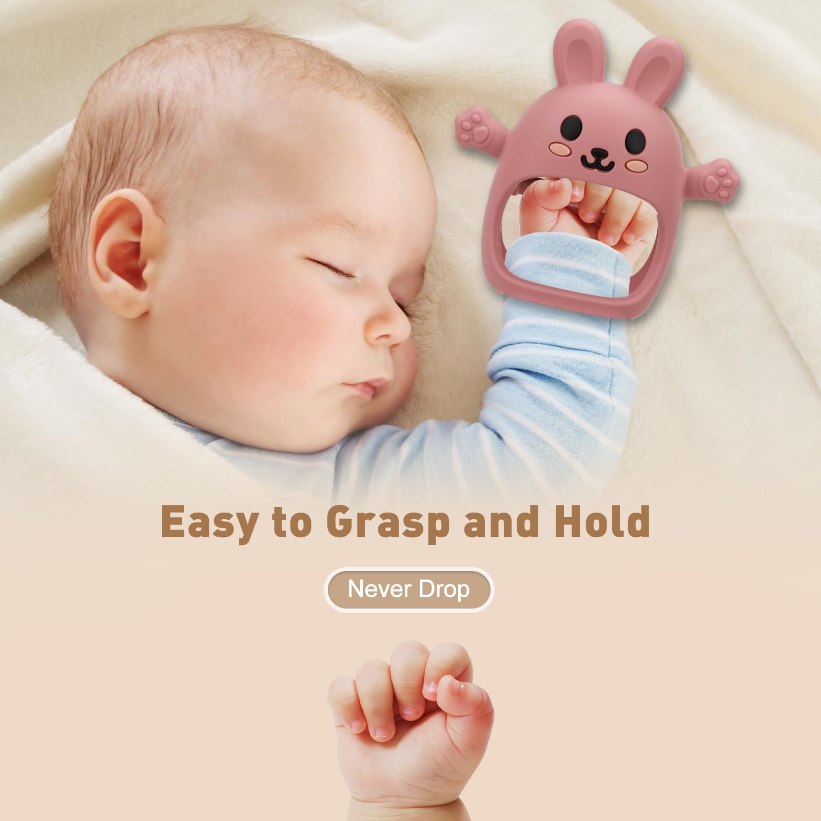 CAHILON baby teether with three textures close-up emphasizing sensory stimulation benefits