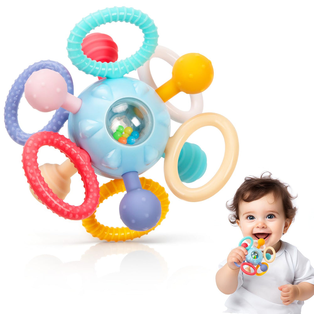 CAHILON baby teether sky-blue with one-piece design for safe chewing and long-lasting use