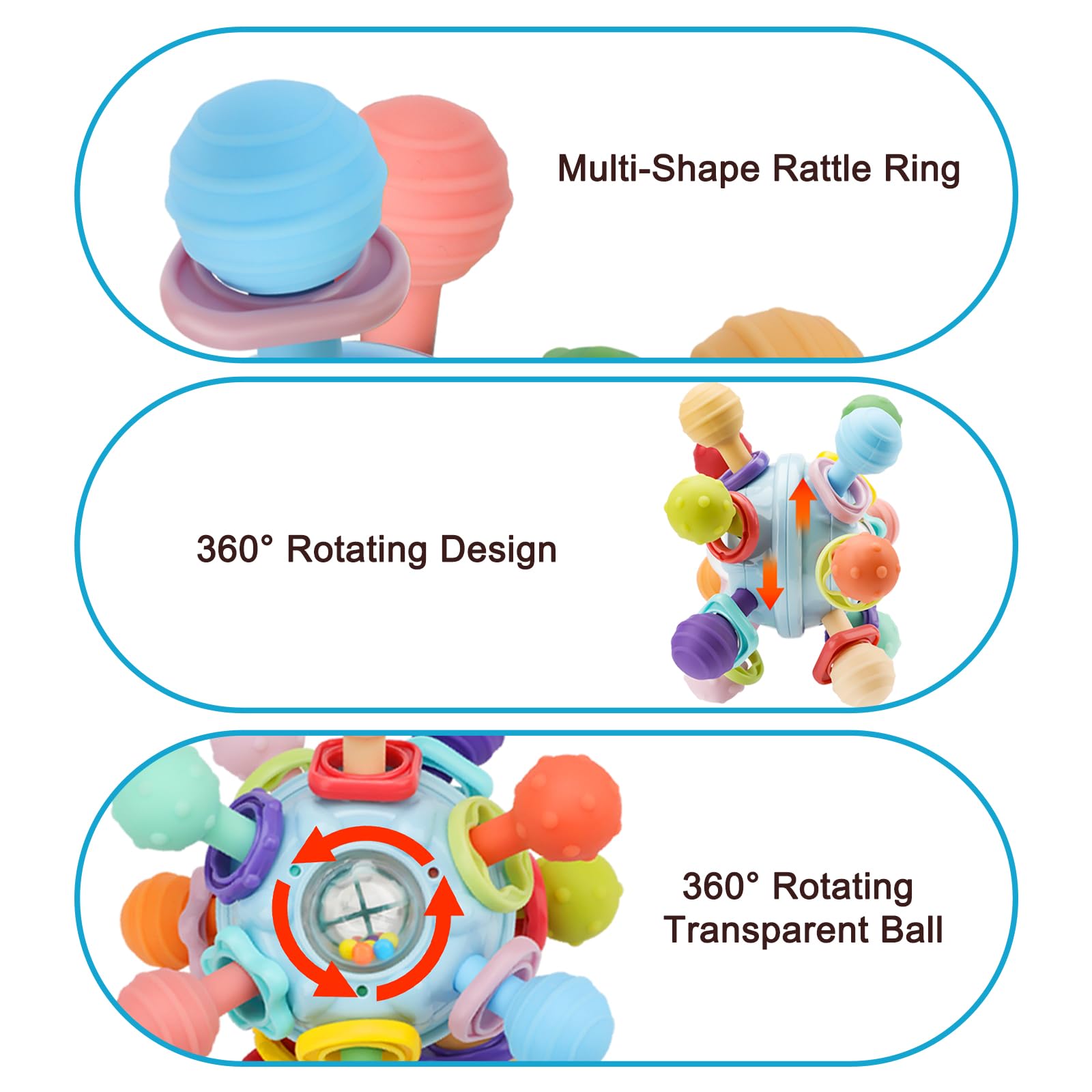 CAHILON colorful baby teether – rotating beads – engages vision and hearing during play.