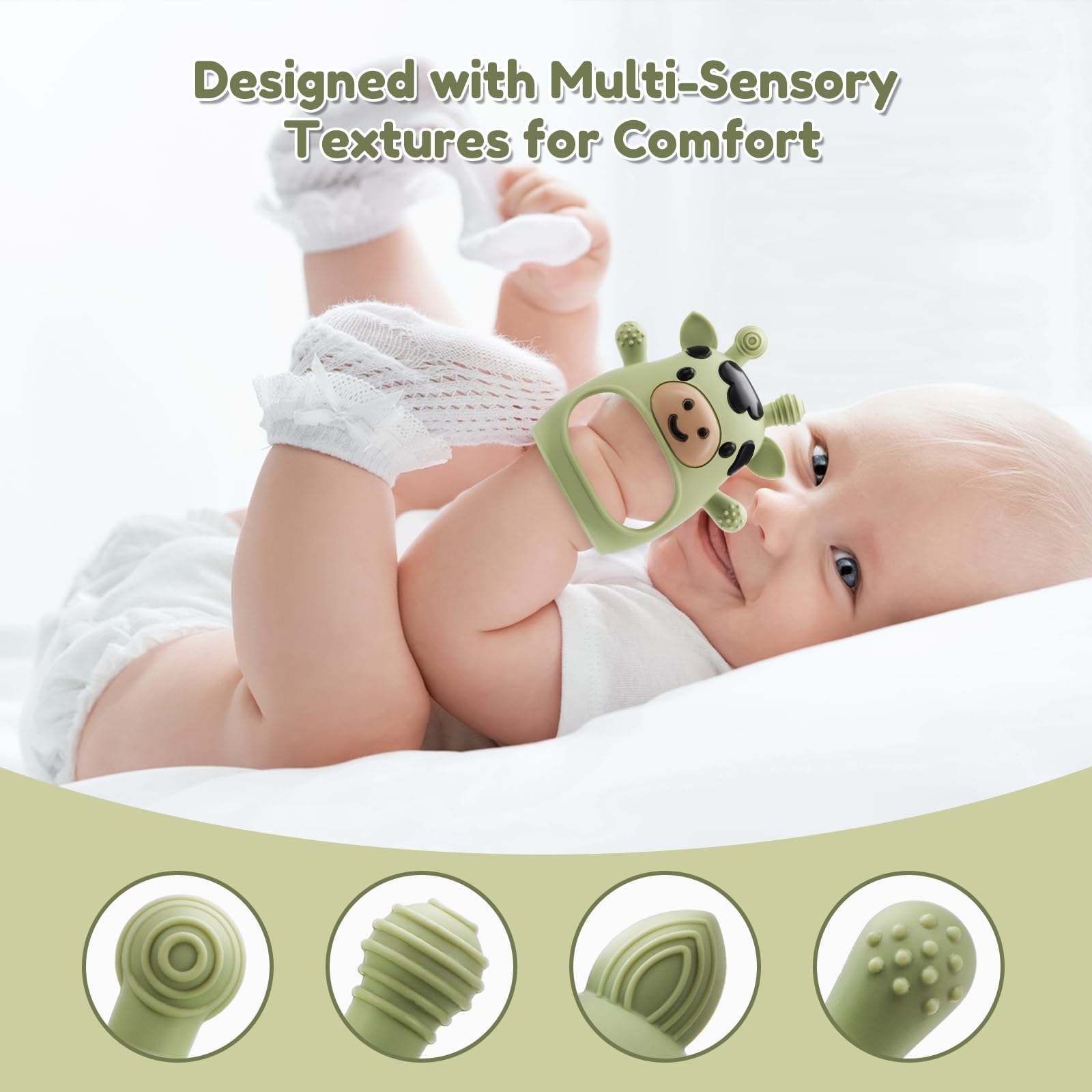 CAHILON easy-clean teether supports steam, boil, or dishwasher cleaning