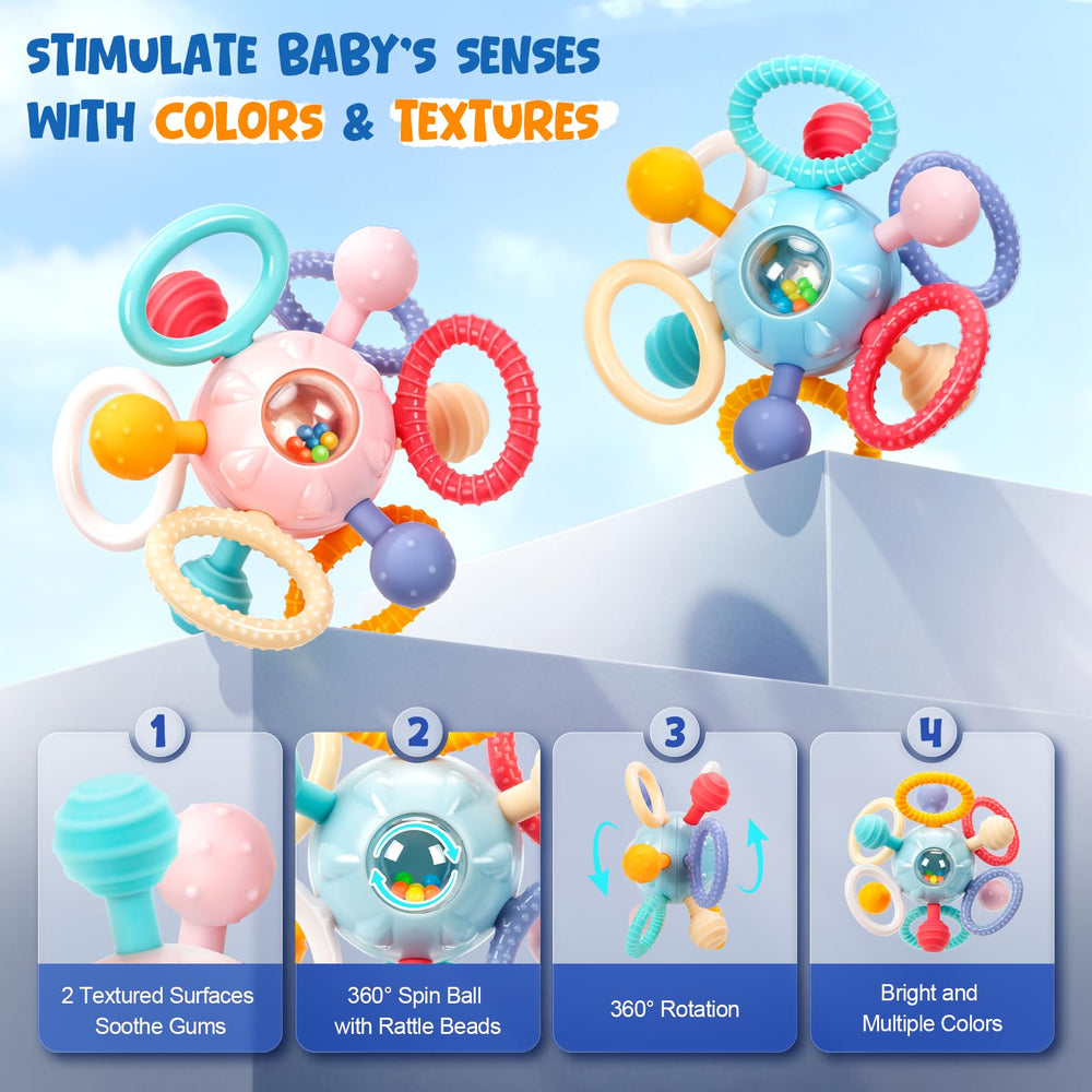 CAHILON infant sensory chew rattles producing engaging sounds