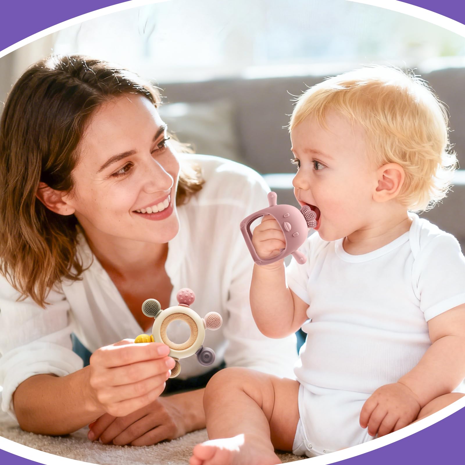CAHILON silicone rudder baby toy provides versatile chew for focused relief.