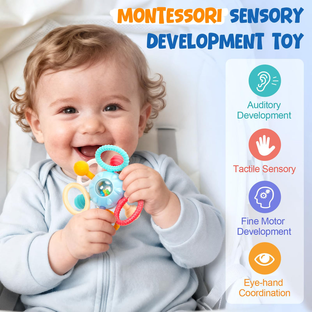 CAHILON sky-blue teether highlighting soft texture for teething comfort