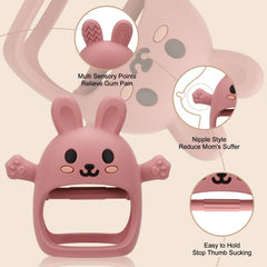 CAHILON soft silicone teether textures close-up highlighting gum soothing options