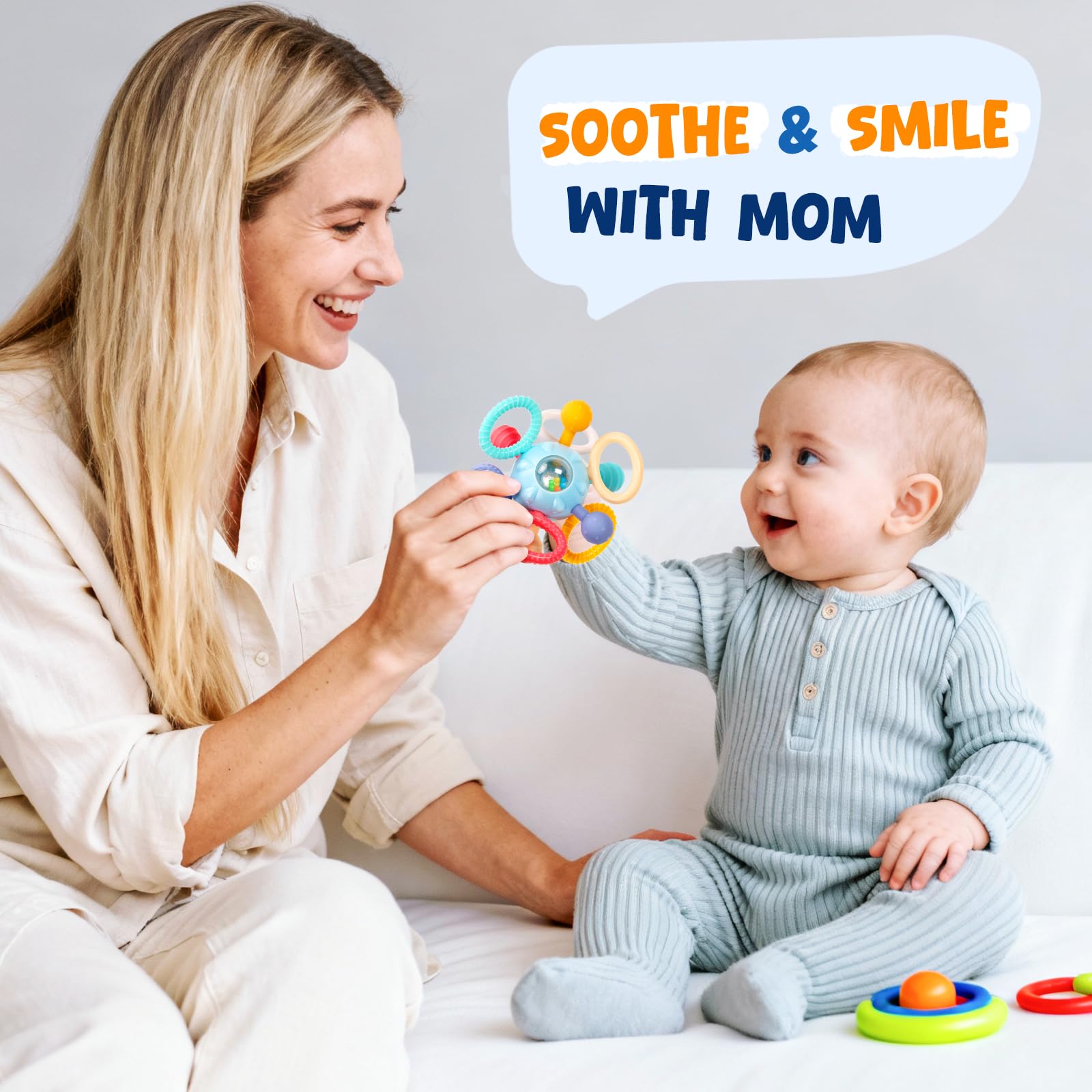 CAHILON teether for 0-12 months in sky blue supporting early exploration