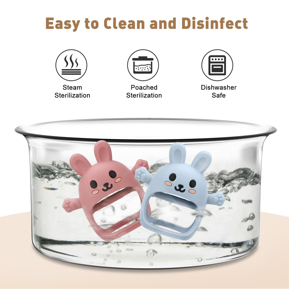 CAHILON teether cleaning options image highlights easy sanitization methods