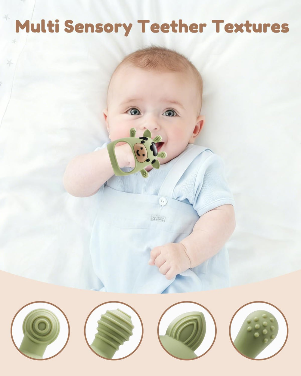 CAHILON teether mitten textured points promote multi-sensory exploration during teething