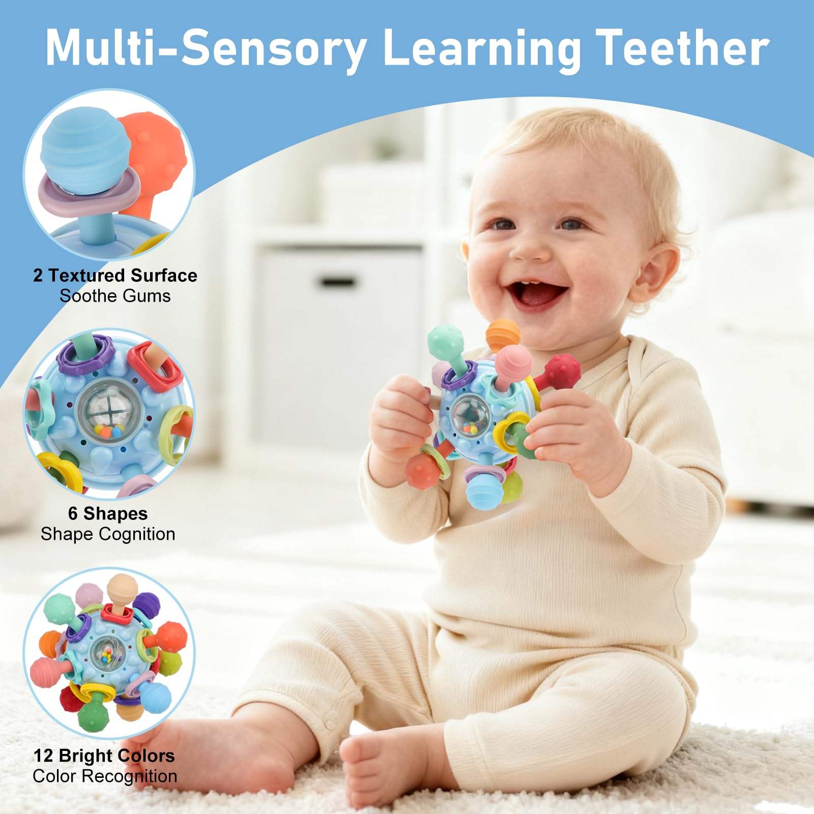 CAHILON textured teether exploration with varied surfaces for sensory play