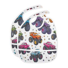 Caikeny baby feeding bib front view with pocket for mess-free meals.