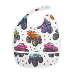 Caikeny baby feeding bib pocket open showing spill-catching pocket.