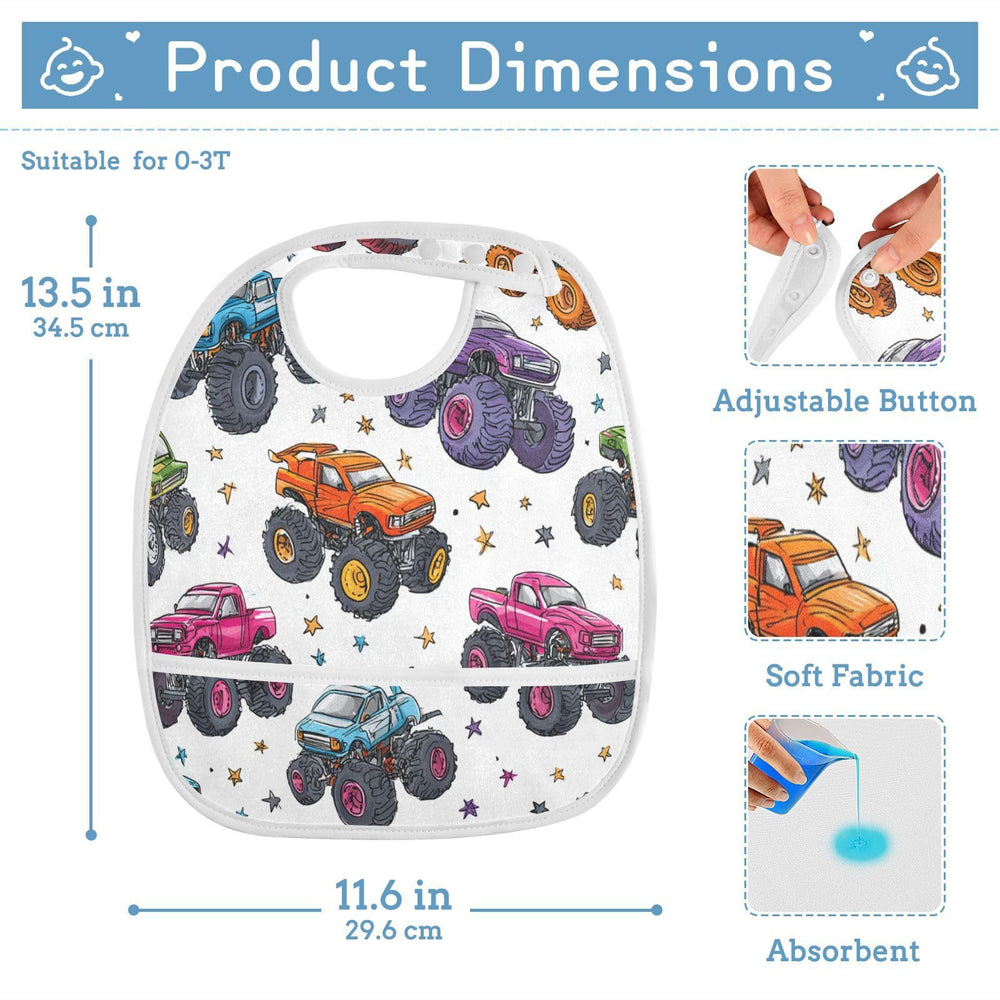 Caikeny baby feeding bib adjustable snap for growing necklines.