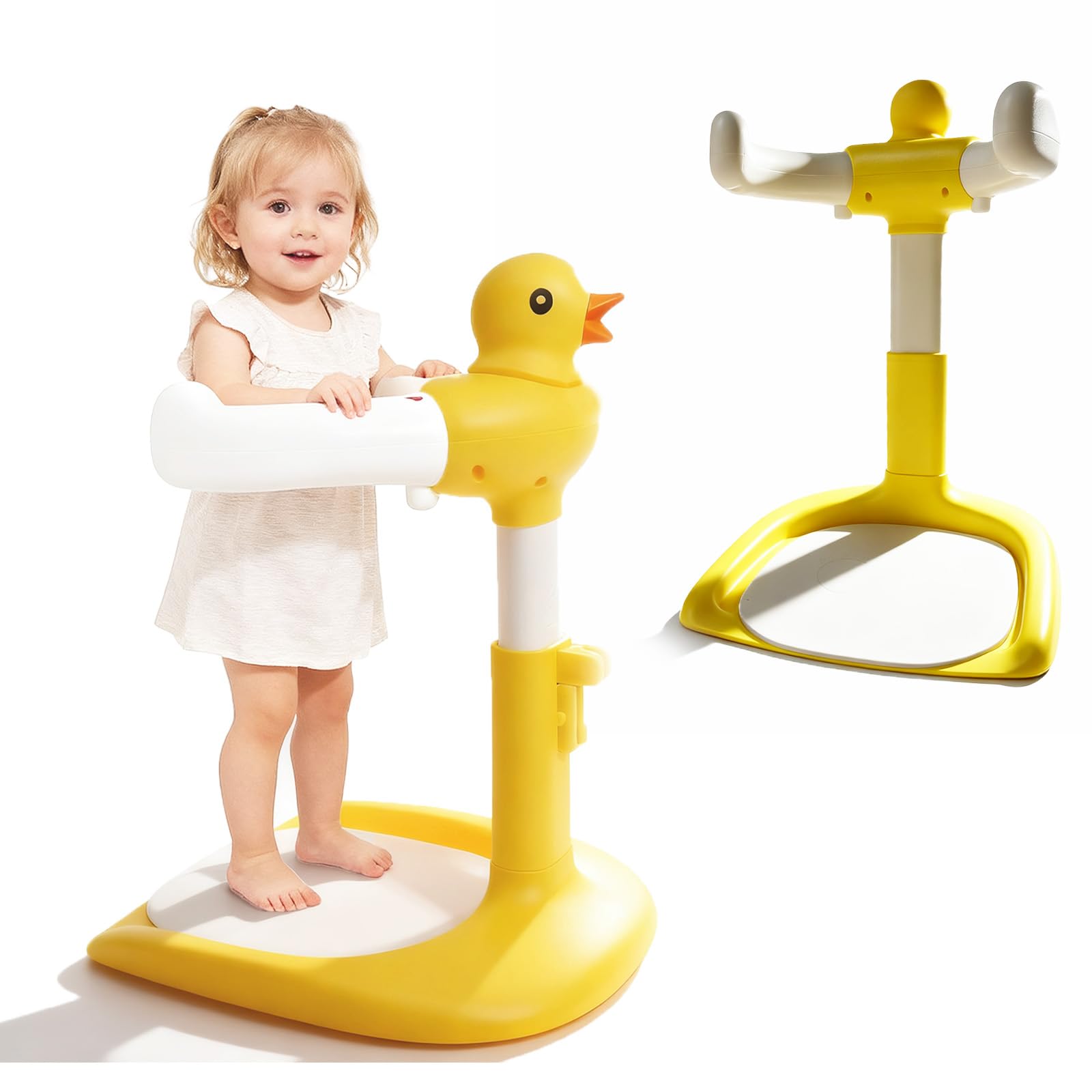 Caiuiyda baby shower stand with adjustable height supports growing toddlers during bath time.