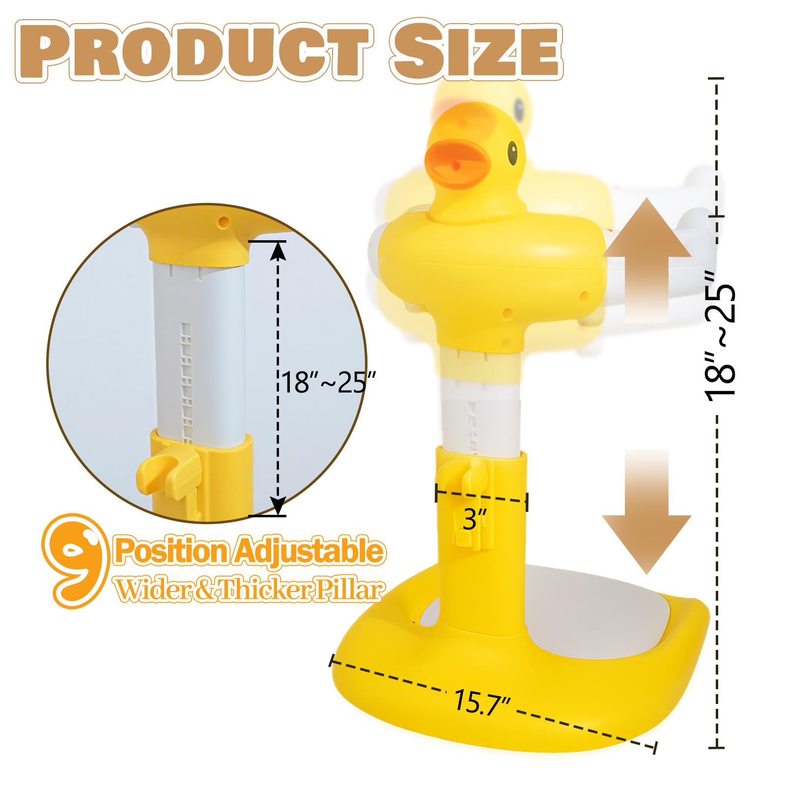 Caiuiyda baby shower stand drainage holes prevent water pooling.
