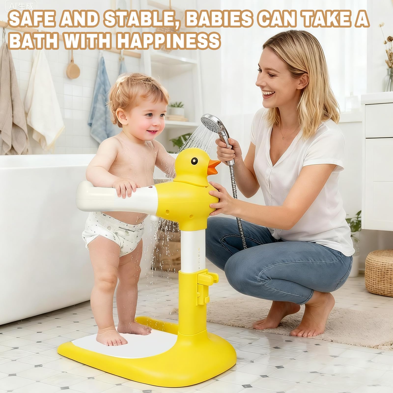 Caiuiyda baby shower stand versatile bath helper for baths, diaper changes, lotions.