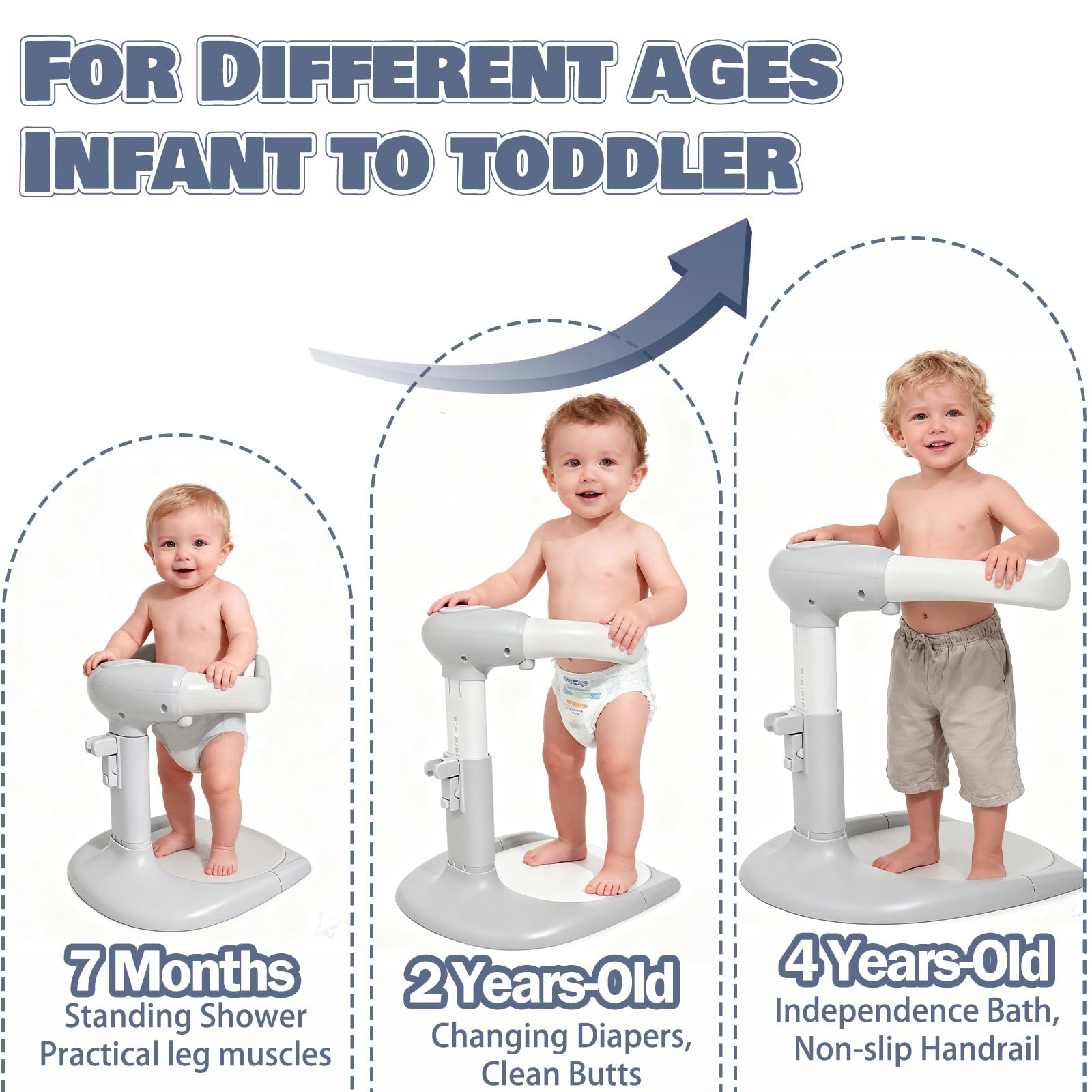 Caiuiyda bath stand with anti-slip base keeps babies secure during bath time.