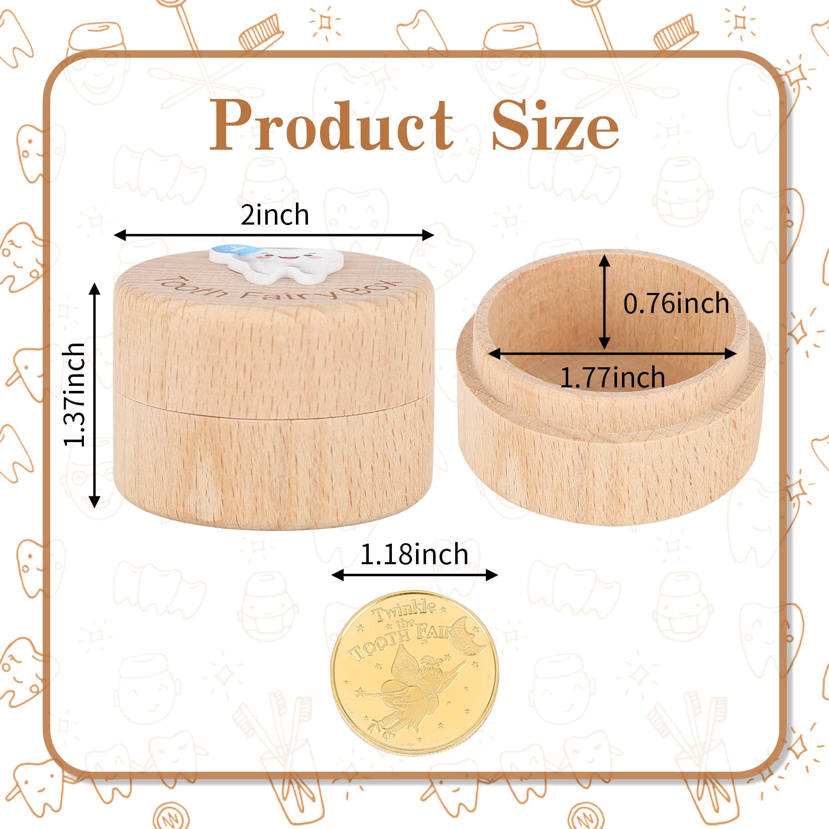 Caiumai Tooth Fairy Box shows 3D tooth design for milestone keepsakes.